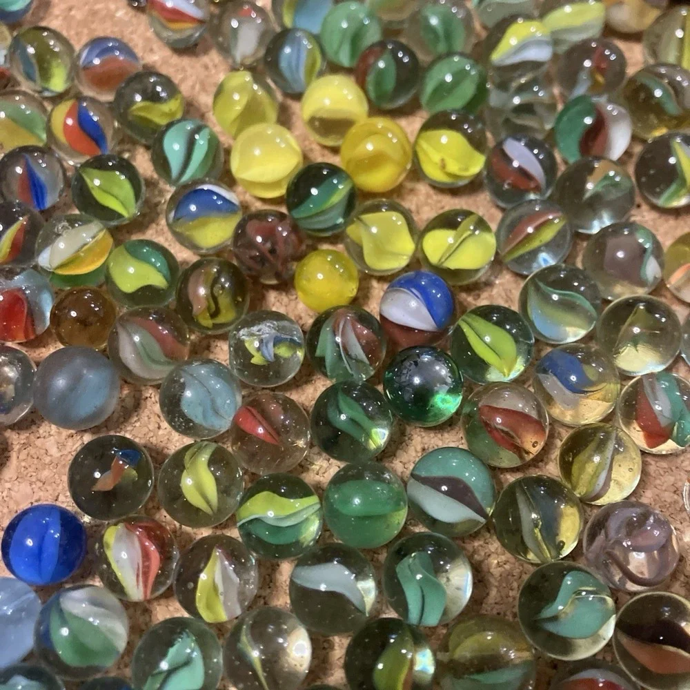 Vintage Mixed Marble Lot Plus Marble Pouch Shooters Steelies Cats Eye